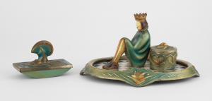 Roland Paris (1894 - 1945) - Necessaire da scrivania in Bronzo e Madreperla - Austria Prima Metà XX secolo 